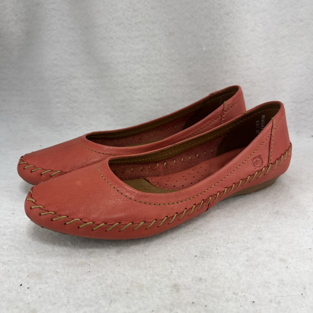 Born Yara Flats Women's 6.5/37 Leather Ballet Red Slip On Shoes
